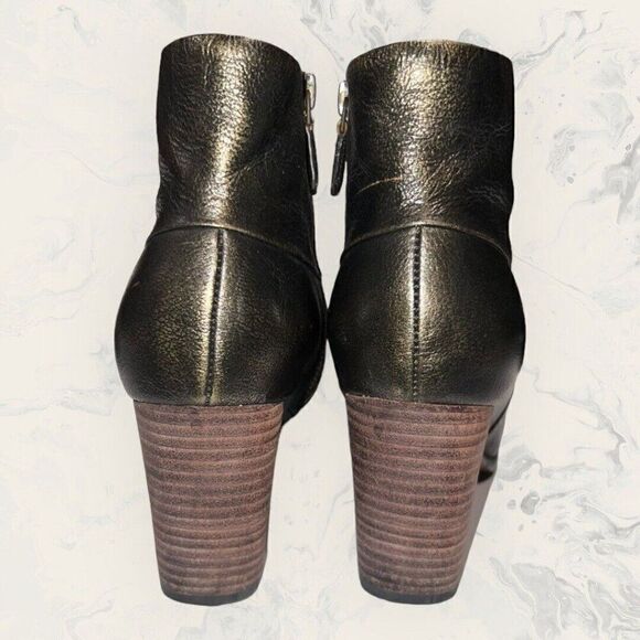 Cole Haan Cassidy Ankle Boots Bootie Black Metallic Gold Brush Off Size 8B - Picture 3 of 8